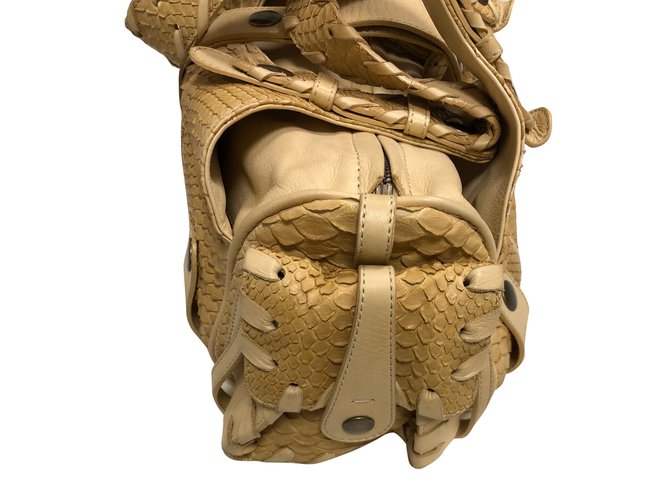 Borsa Chloé Silverado in pelle beige e pitone - vista 2