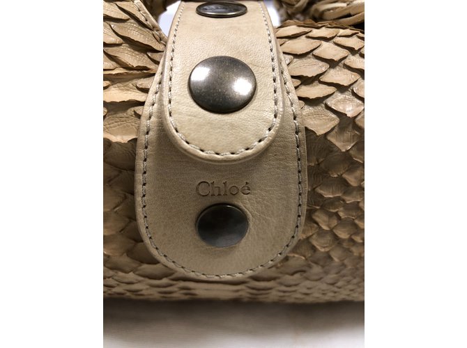 Borsa Chloé Silverado in pelle beige e pitone - vista 4