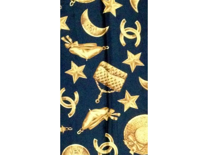 Chanel Lenços Dourado Azul marinho - vista 2