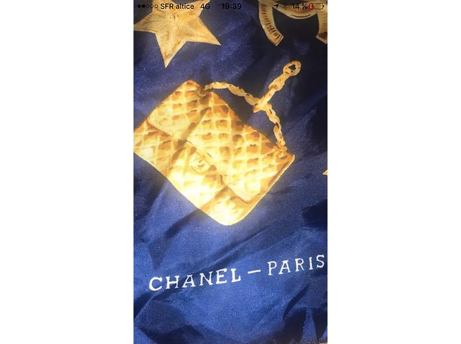 Chanel Lenços Dourado Azul marinho - vista 3
