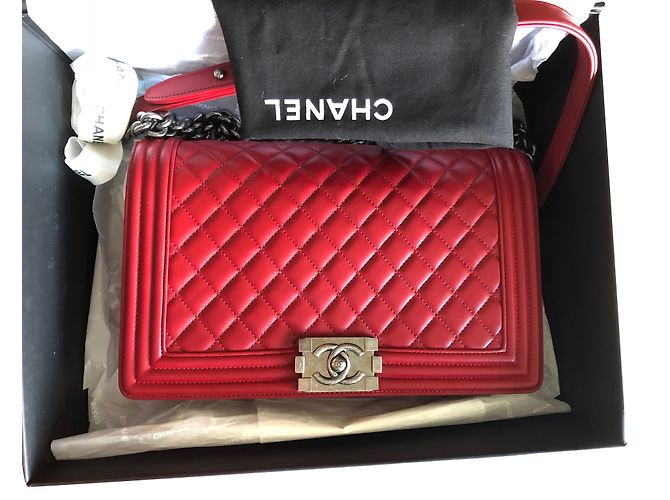 Chanel Boy neues Medium Rot - Ansicht 2