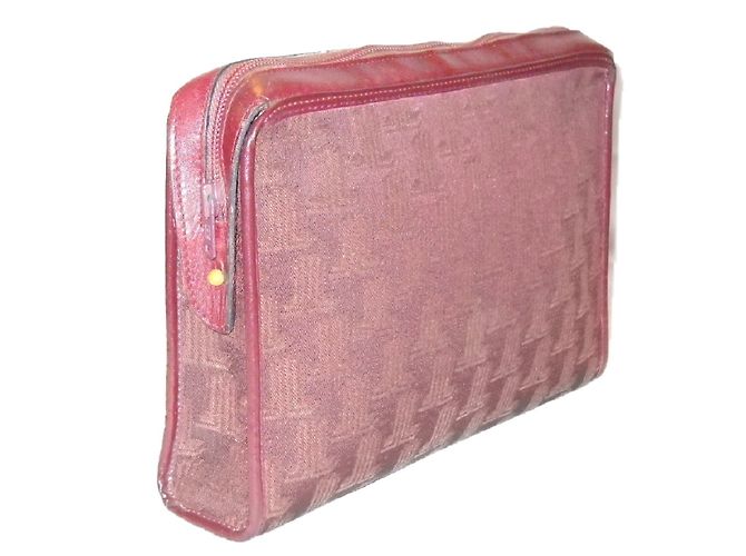 Clutch Lanvin in tela logata e pelle bordeaux Bordò - vista 2
