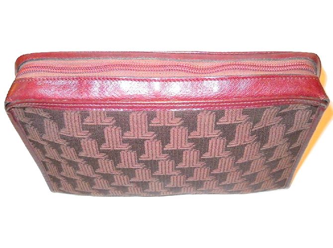 Clutch Lanvin in tela logata e pelle bordeaux Bordò - vista 3