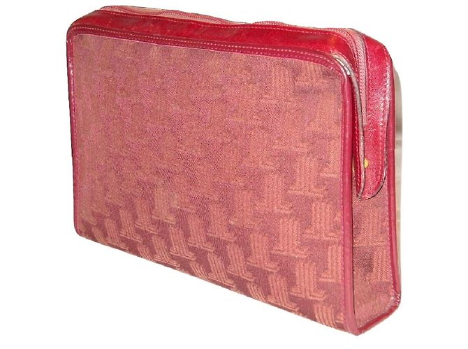 Clutch Lanvin in tela logata e pelle bordeaux Bordò - vista 7