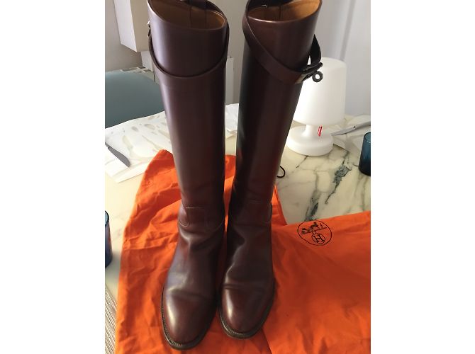 Kelly Hermès Jumping Stiefel Leder Caramel Karamell - Ansicht 2