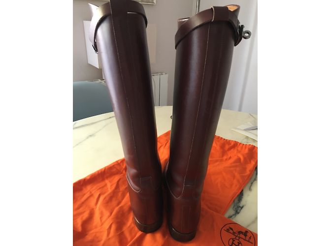Kelly Hermès Jumping Stiefel Leder Caramel Karamell - Ansicht 4
