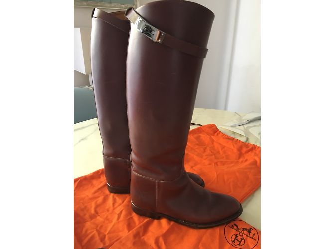 Kelly Hermès Jumping Stiefel Leder Caramel Karamell - Ansicht 5