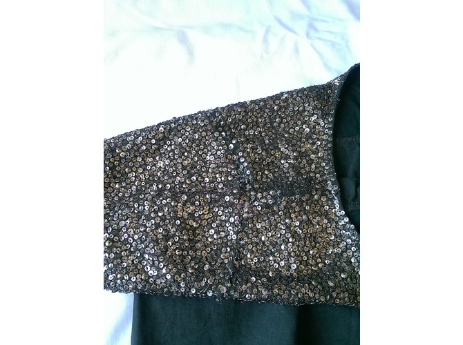 Abito Bash in cotone e paillettes kaki Cachi - vista 5