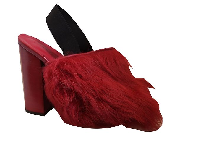 Décolleté Cédric Charlier in pelle e pelliccia rossi 37 Rosso - vista 2