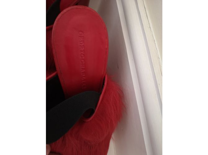 Décolleté Cédric Charlier in pelle e pelliccia rossi 37 Rosso - vista 3