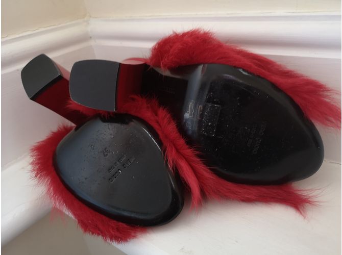 Décolleté Cédric Charlier in pelle e pelliccia rossi 37 Rosso - vista 4