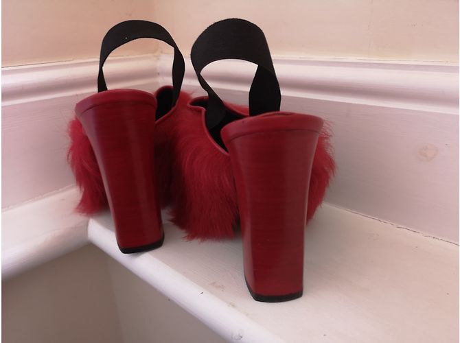 Décolleté Cédric Charlier in pelle e pelliccia rossi 37 Rosso - vista 5