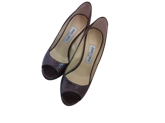 Décolleté Jimmy Choo in pelle esotica marrone - vista 2