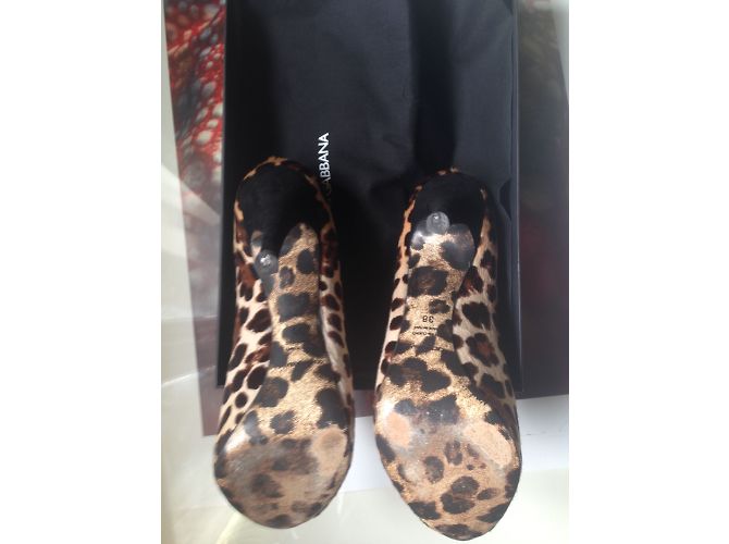 Décolleté Dolce & Gabbana Leo + Camoscio Pelle Beige Nero Multicolore - vista 5
