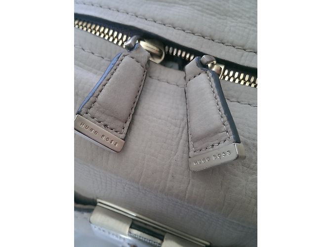 Borsa Hugo Boss in pelle beige - vista 14
