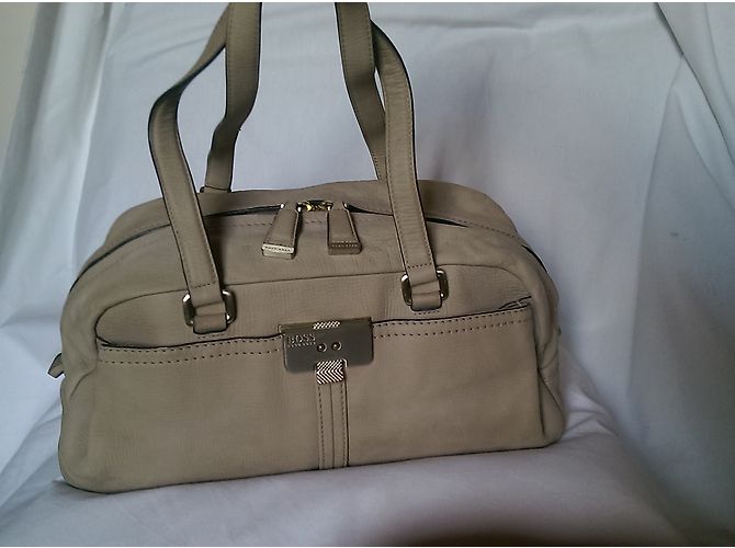 Borsa Hugo Boss in pelle beige - vista 3