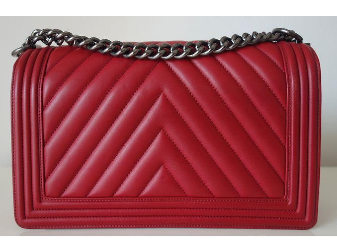 SAC CHANEL BOY CHEVRON ROUGE - vue 12