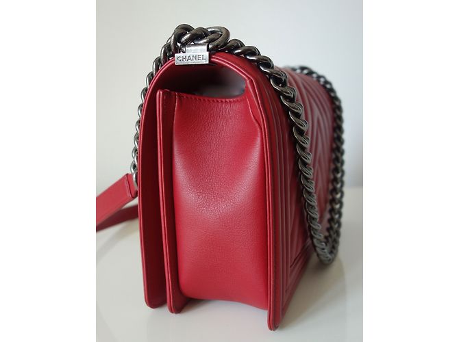 SAC CHANEL BOY CHEVRON ROUGE - vue 13
