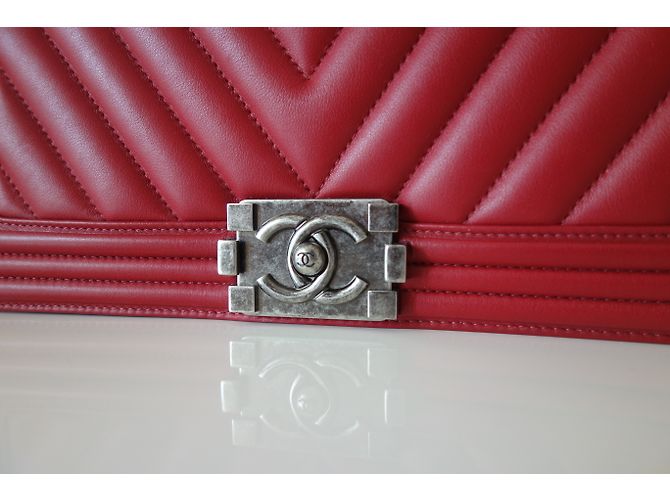 SAC CHANEL BOY CHEVRON ROUGE - vue 16