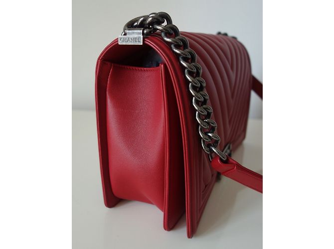 SAC CHANEL BOY CHEVRON ROUGE - vue 9