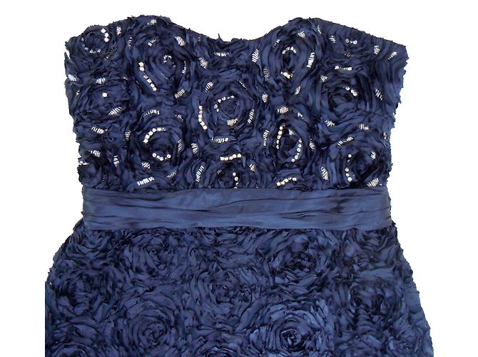 Badgley Mischka Rosette verziertes Seidenkleid Blau - Ansicht 2