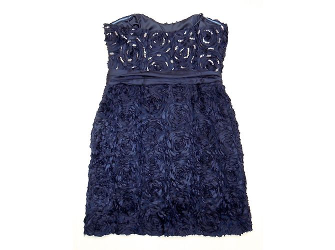 Badgley Mischka Rosette verziertes Seidenkleid Blau - Ansicht 3