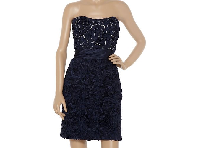 Badgley Mischka Rosette verziertes Seidenkleid Blau - Ansicht 6