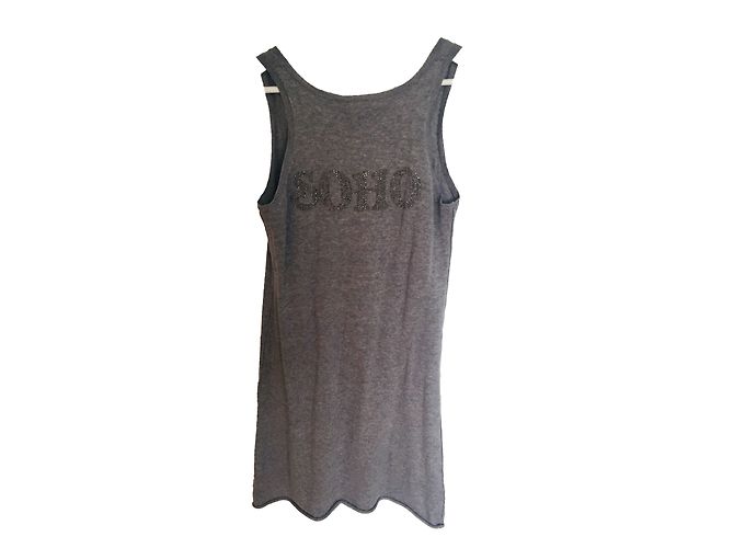 Zadig & Voltaire Soho Baumwollkleid Grau mit Strass - Ansicht 2