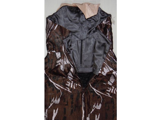 Vestido de seda Roland Mouret Greyfriar Castaño Negro Rosa Blanco - vista 6