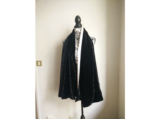 Sciarpa Salvatore Ferragamo in seta e velluto motivi giapponesi Nero Bianco - vista 3