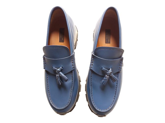 Mocassini Ermenegildo Zegna in pelle blu - vista 2
