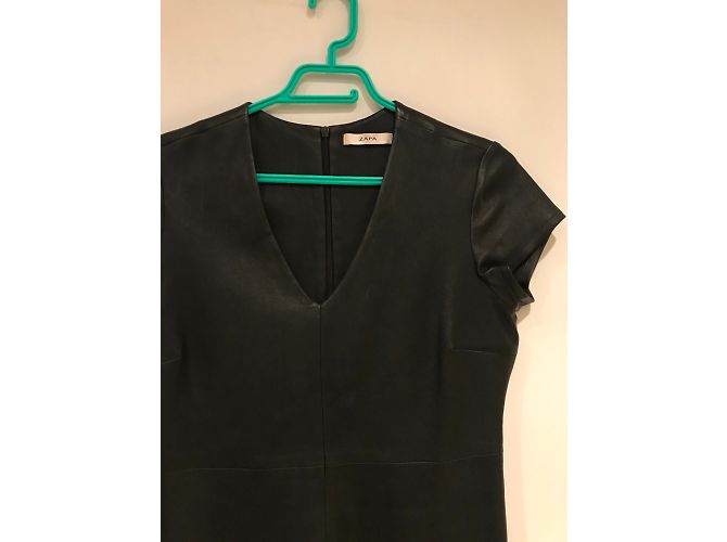 Zapa Kleid aus schwarzem Lammleder - Ansicht 3