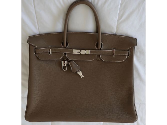 Hermès Birkin 40 étoupe Beige - vista 3