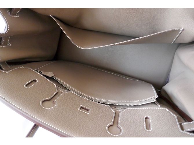 Hermès Birkin 40 étoupe Beige - vista 6