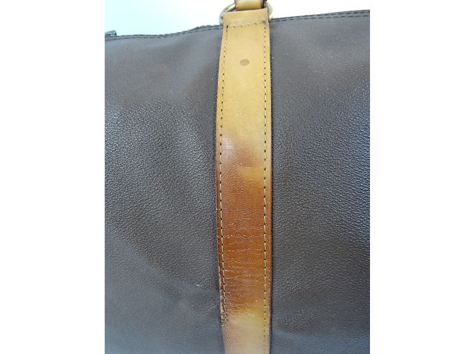 Borsa da viaggio Chanel in pelle granulata marrone - vista 16