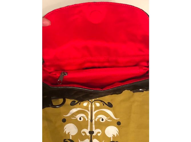Pochette Christian Lacroix in pelle nera e pelliccia Nero Rosso - vista 6