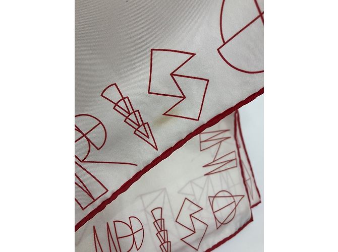 Hermès Seidentuch Beige und Rot 70cm - Ansicht 8