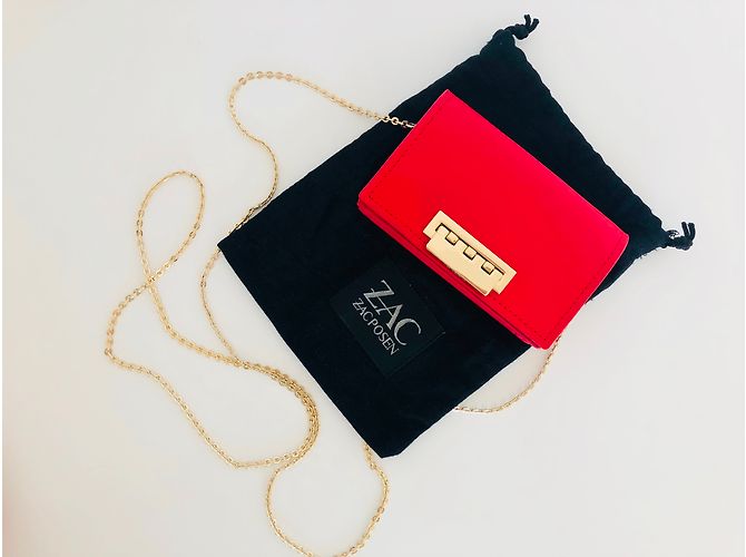 Zac Posen Mini Borsa a Tracolla Rossa in Pelle con Catena Rosso - vista 3