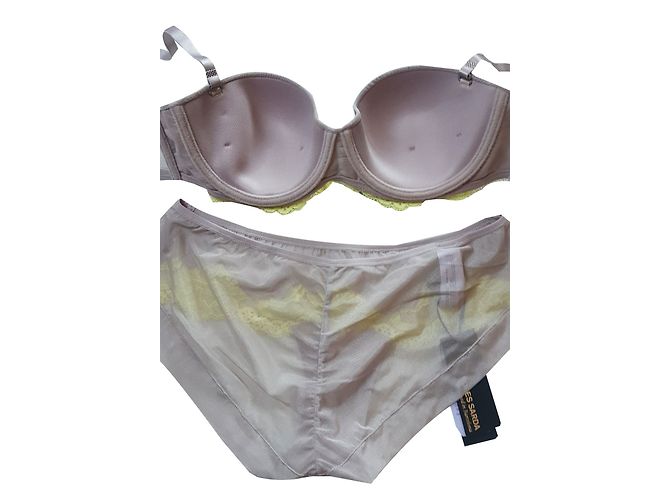 Andres Sarda Sostén y Braguita Brasileña Beige Amarillo Poliamida - vista 2