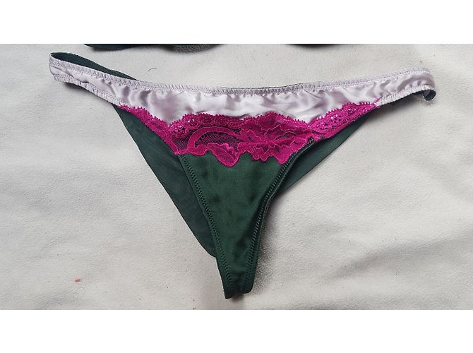 Conjunto de Sujetador y Tanga Andres Sarda Rosa y Verde Oscuro - vista 7