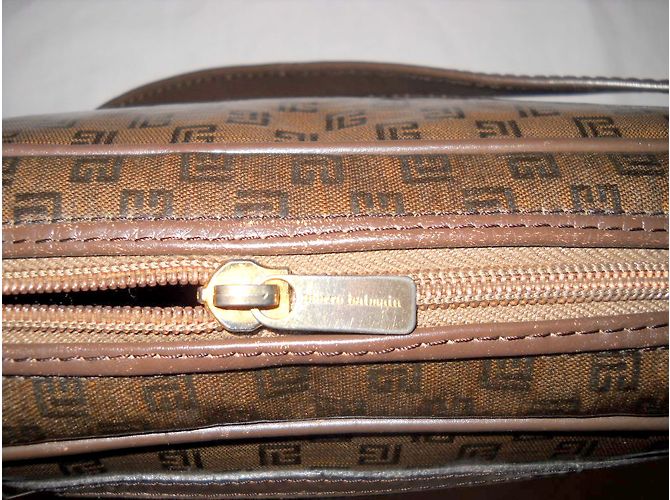Borsa Pierre Balmain marrone in tela e pelle - vista 5