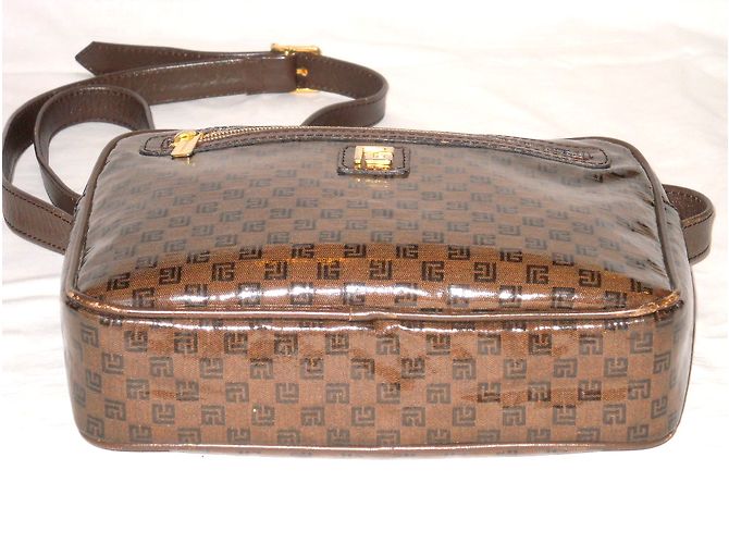 Borsa Pierre Balmain marrone in tela e pelle - vista 7