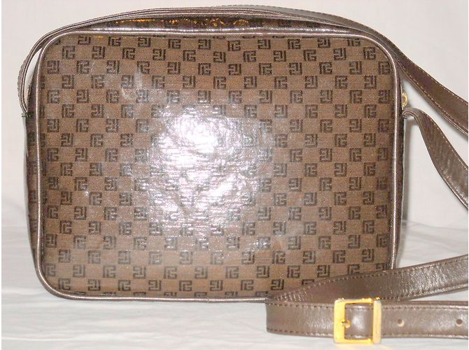 Borsa Pierre Balmain marrone in tela e pelle - vista 8