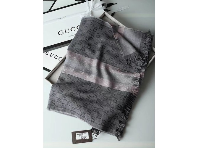 Sciarpa Gucci in cashmere grigio scuro Grigio antracite - vista 3