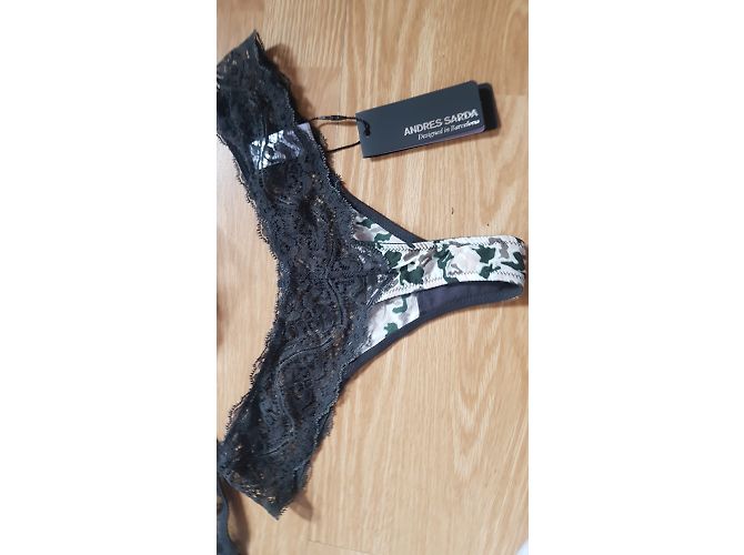 Set Reggiseno e Perizoma Andres Sarda Crema e Grigio Scuro Grigio antracite - vista 4