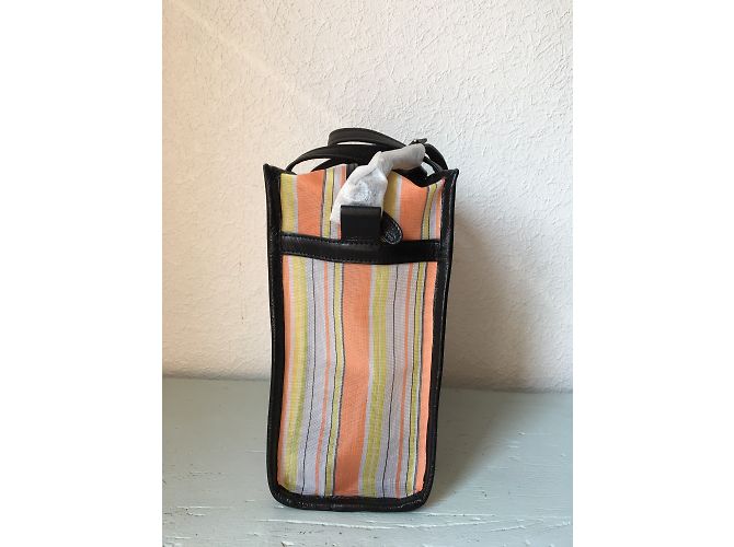 Balenciaga Bazaar Bag Schwarz Orange Creme Leder Canvas Roh - Ansicht 3