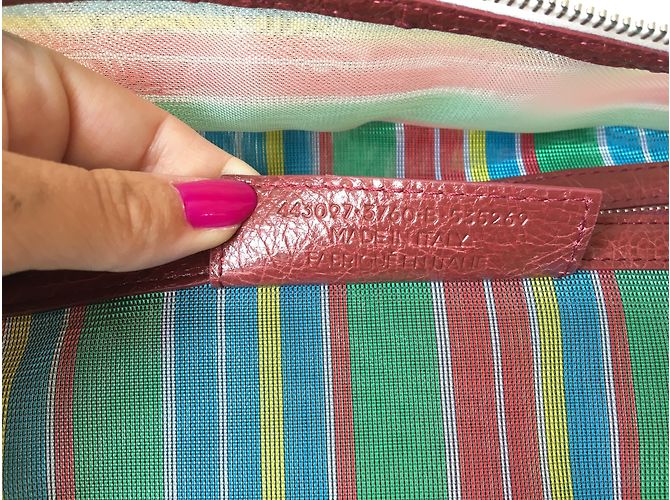 Balenciaga Bazaar Tasche Grün und Dunkelrot Leder und Stoff Bordeaux - Ansicht 5