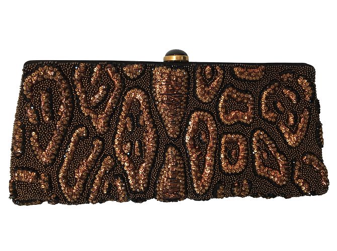 Clutch Yves Saint Laurent Rive Gauche Seta Nera Perle Nero D'oro - vista 2