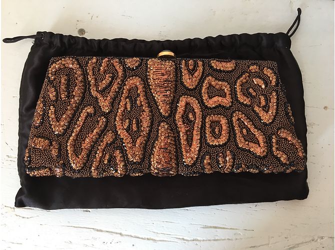 Clutch Yves Saint Laurent Rive Gauche Seta Nera Perle Nero D'oro - vista 3
