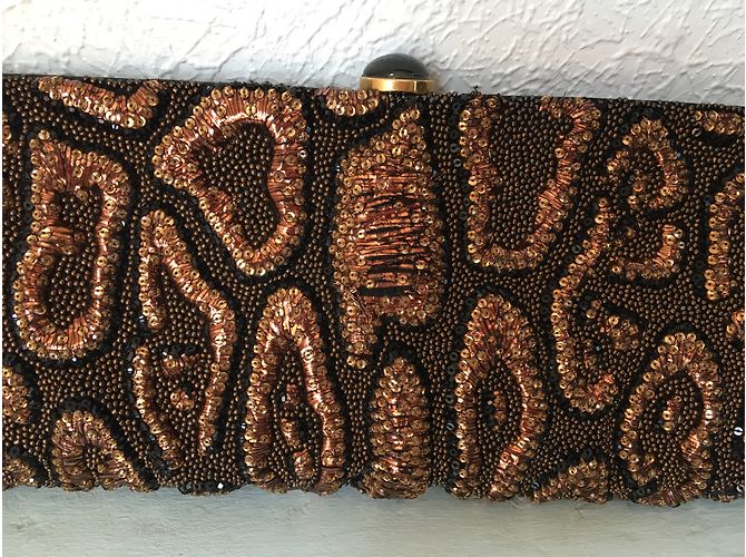 Clutch Yves Saint Laurent Rive Gauche Seta Nera Perle Nero D'oro - vista 6